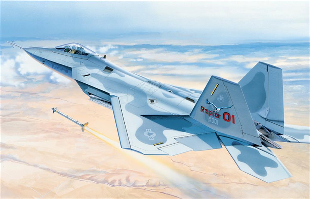 Italeri 1/48 850 USAF F22 Raptor Jet Fighter Model Kit