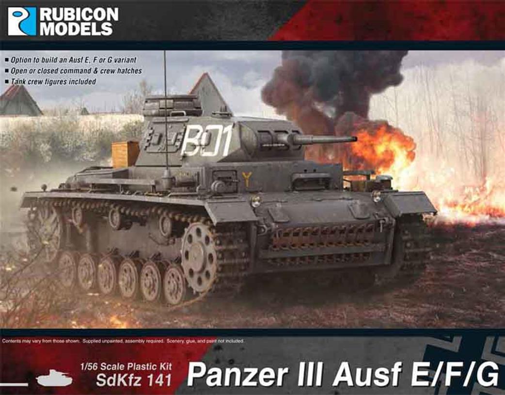Rubicon Models 1/56 28mm 280091 German SdKfz141 Panzer III Ausf E/F/G Plastic Model Kit