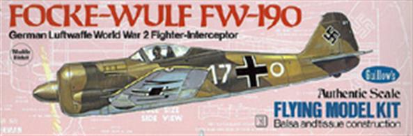 Guillows 1/32 Focke-Wulf Fw190 Balsa kit 502Our most popular kit series (16Â½" wing span). These easy building balsa airplane kits contain die-cut balsa parts, plastic cowls and canopies, decals, plastic prop, wheels, tissue and a 24-page model building booklet. For ages 10 and up.