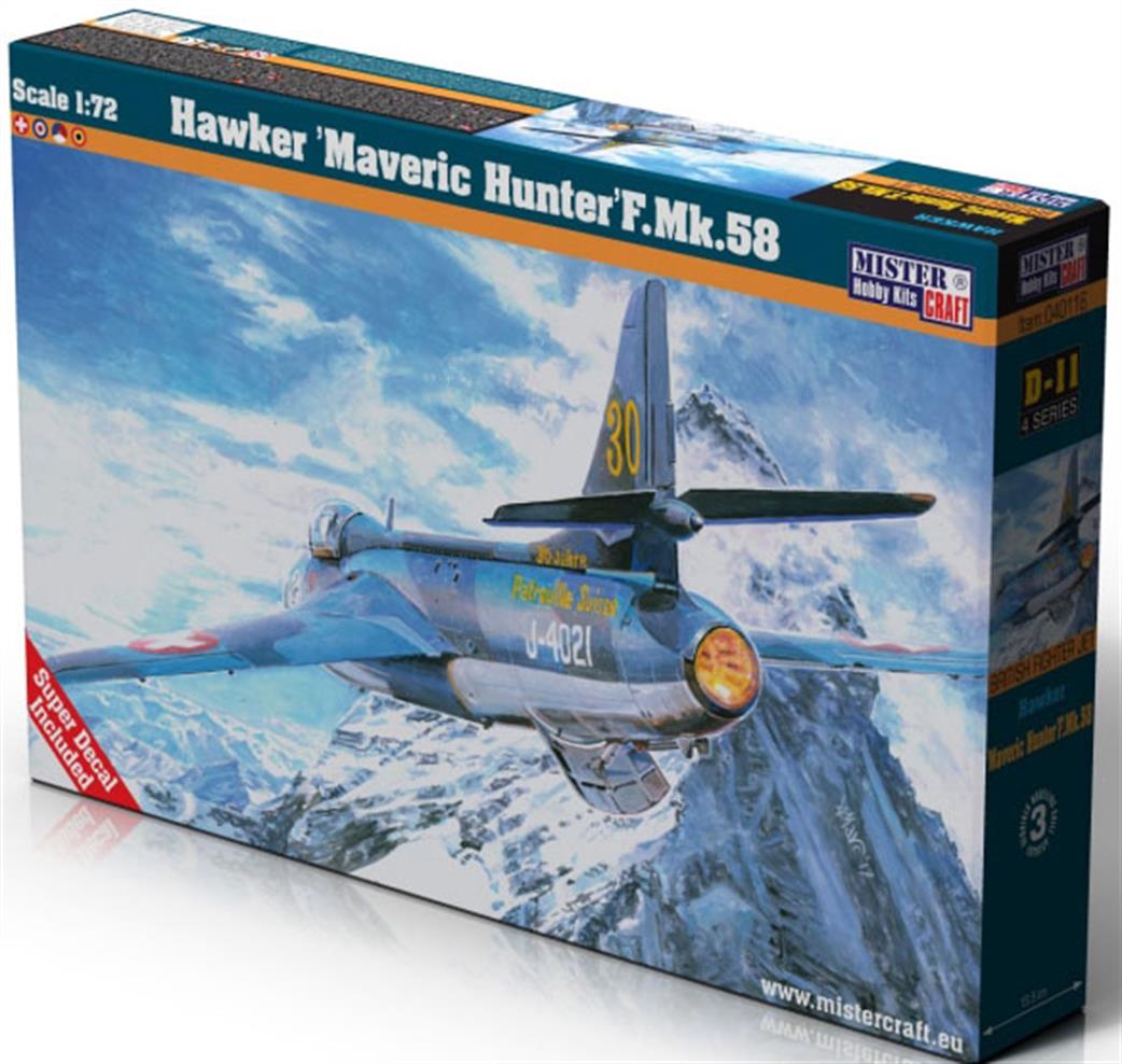 MisterCraft 040116 Hawker Maveric Hunter F Mk58 Jet Aircraft Kit 1/72