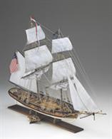 On July 23, 1812 two hundred American shipwrights, under the direction of Adam and Noah Brown, laid the keel for a 20-gun brig Eagle. The new brig Eagle was launched on August 11, just 19 days later, measuring 117 feet, 3 inches in length and 34 feet in the beam. Armament consisted of twelve 32-pounder carronades and eight 18-pounder long guns, with a crew of about 150.&nbsp;&nbsp;Scale 1/85, Length: 650mm, Height: 440mm.