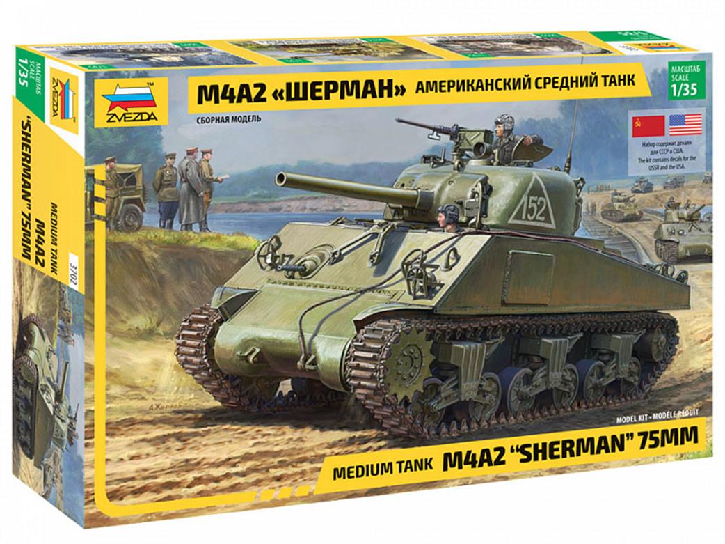 Zvezda 3702 M4A2 Sherman Tank Kit 1/35th