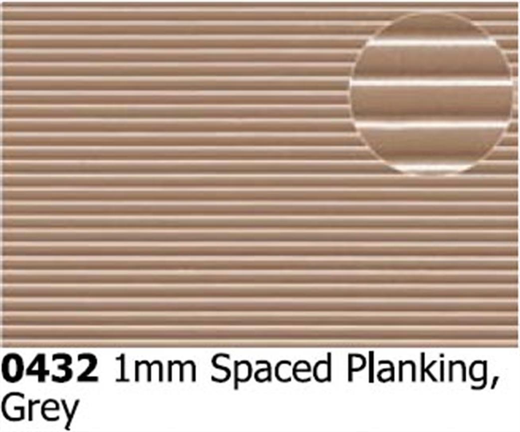 Slaters Plastikard  0432 1mm Spaced Planking Embossed Plasticard
