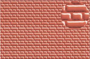 Embossed styrene plastic sheet with english bond pattern brickwork scaled for use with OO model railways. Suitable for 1/76 and 1/72 scale modelling.Single sheet approx 300mm x 174mm. 0.5mm thickness.