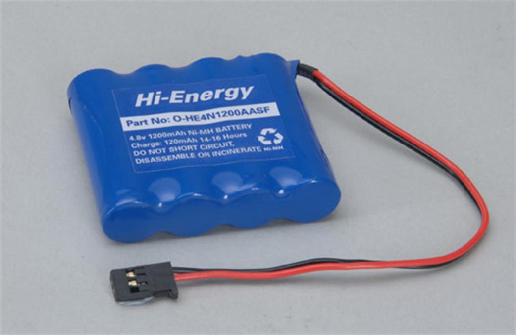 Hi-Energy  HE4N1200AASF 4.8v 1200mAh Rx Battery Pack Flat (JR/FUT)