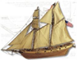 The Baltimore Clippers could be painted in disreputable colors, with their sails torn or with pitch everywhere, but they were always elegant and fast into the wind. These ships dominated the seas in the late 19th century, when the first steamers started to do battle with their heroic predecessors. The Harvey was one of them, probably the fiercest. A complete kit, fully detailed and yet simple to build.