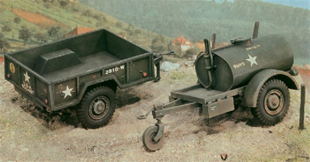Italeri 1/35 229 250 Gallon Tank Trailer And M101 Cargo Trailer  Kits
