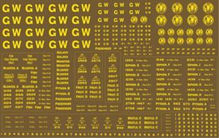 Modelmaster Decals MMGW302 00 Gauge GWR Yellow Coach and Wagon Lettering for 'Brown Vehicles'