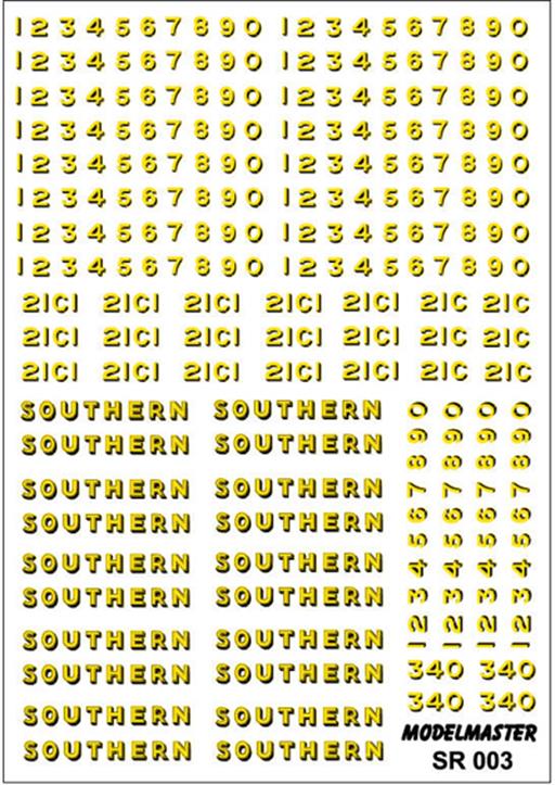 Modelmaster Decals SR003 Southern Railway Loco Lettering Bulleid Era