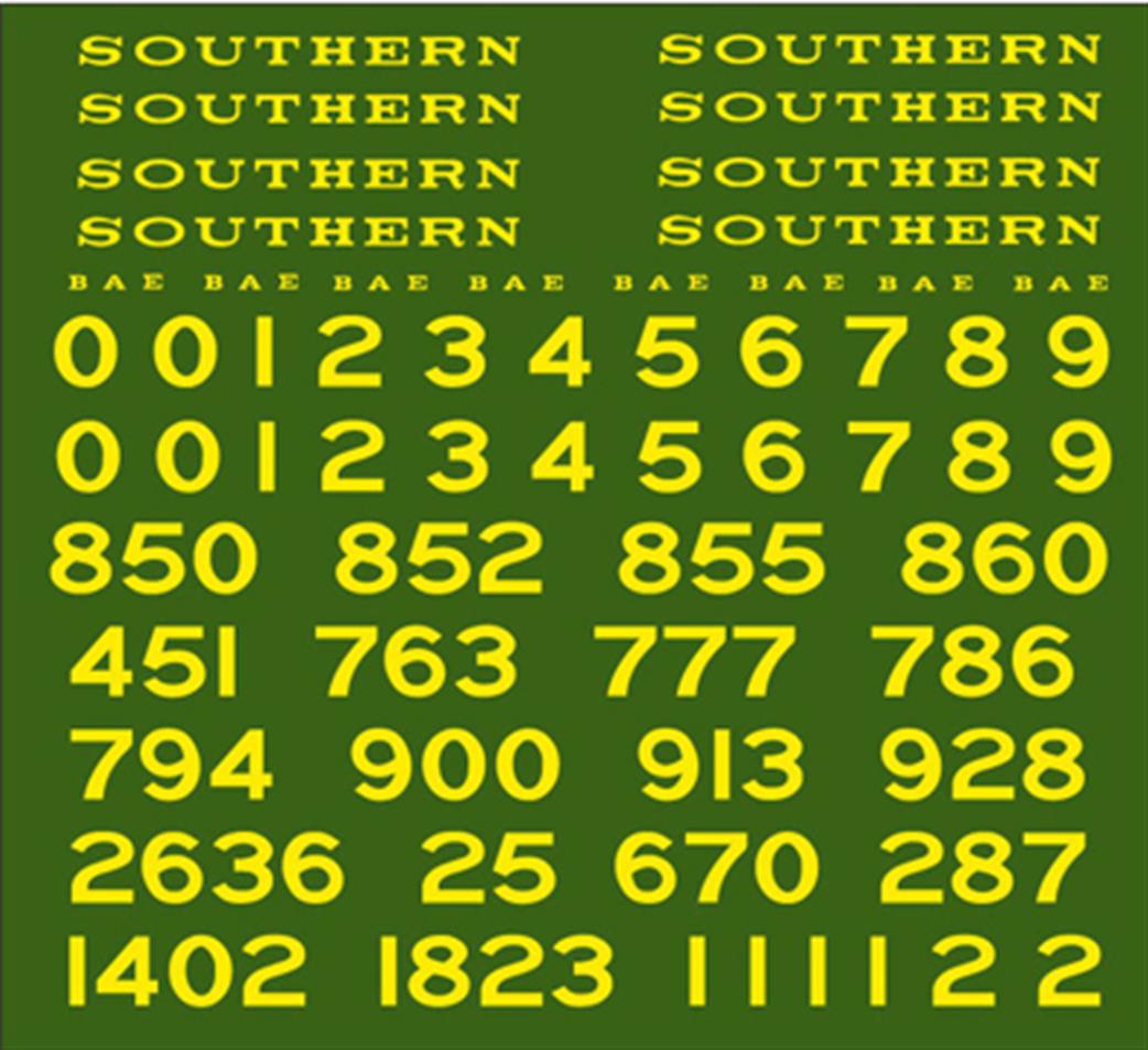 Modelmaster Decals SR001 Southern Railway Loco Lettering Maunsell Era OO