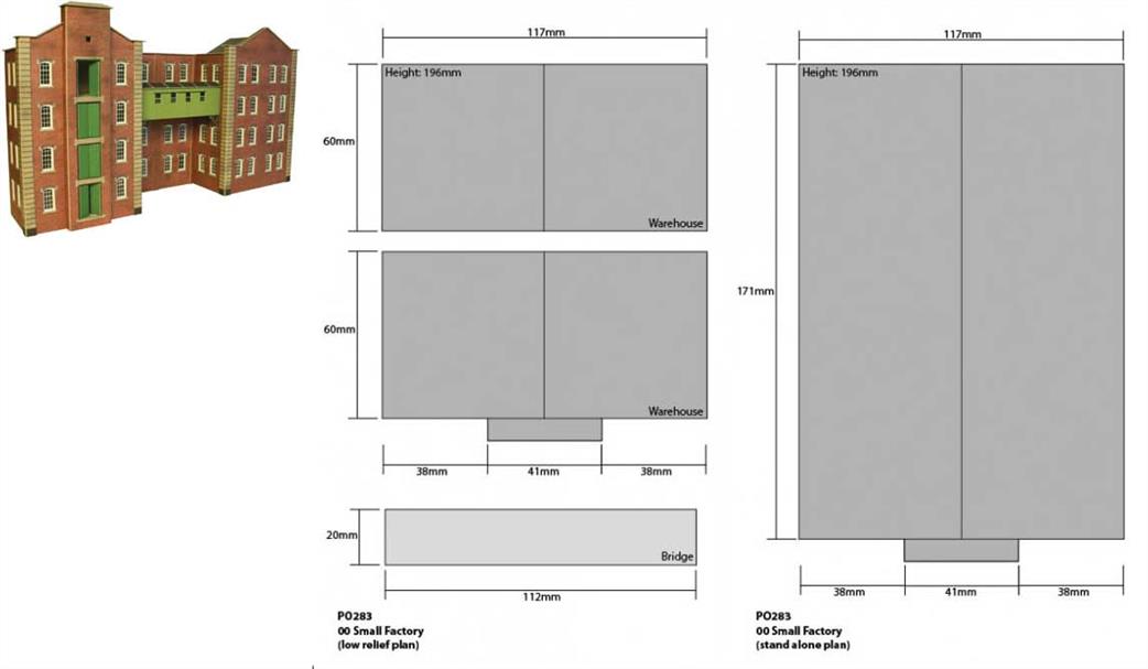 Metcalfe OO PO282 Warehouse or Factory Mill Building Card Construction Kit