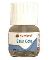 Humbrol Modelcote 28ml Satin Cote Varnish AC5401Modelcote Satin Cote is a solvent based varnish that goes on clear and drys clear, overcoming the yellowing effect that is associated with traditional varnishes. This dries with a smooth, mid-sheen satin/eggshell finish.