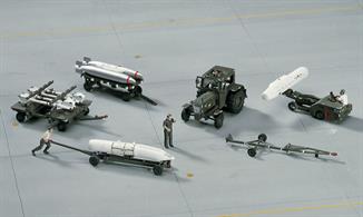 A detailing set containing the necessary handling equipment to build a diorama of an aircraft being armed.