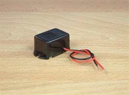 For 6-14 volt operation. Buzzer sounds when electrical circuit is made. Size: 34mm x 18mm x 15mm.
