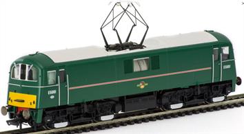 Hornby OO BR E5001 Class 71 Southern Region Bo-Bo Electric Locomotive BR Green R3373Hornby OO R3373 BR Class 71 E5001 BR GreenBritish Railways class 71 locomotives were built to provide electric locomotives for goods and non-electric (eg parcels) services across the third rail electrified areas of the former Southern Railway. Power was collected from the third rail aith an auxiliary pantograph fitted for use in yards, where the third  rail would be a hazard for shunting staff and a flywheel booster set was fitted to provide power while negotiating gaps in the third rail.While the cass 71s were a successful design a pure-electric locomotive is restricted to routes with electric power available. A new design of electric locomotive (later class 73) equiped with a low-power auxiliary diesel engine provided a far more flexible locomotive able to work away from the third rail for extended periods. The class 71s locomotives were withdrawn from service en-bloc at the end of 1977. One example, E5001, was retained for presevation as part of the national collection.