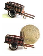 This kit contains laser cut micro plywood parts that build into a N scale model of a horse drawn farm cart of the type that was seen widely in the UK during the early 20th Century.   The photo below shows the model against a 20p coin for scale purposes (coin not included in kit).    The kit makes TWO farm carts and includes full colour assembly instructions.