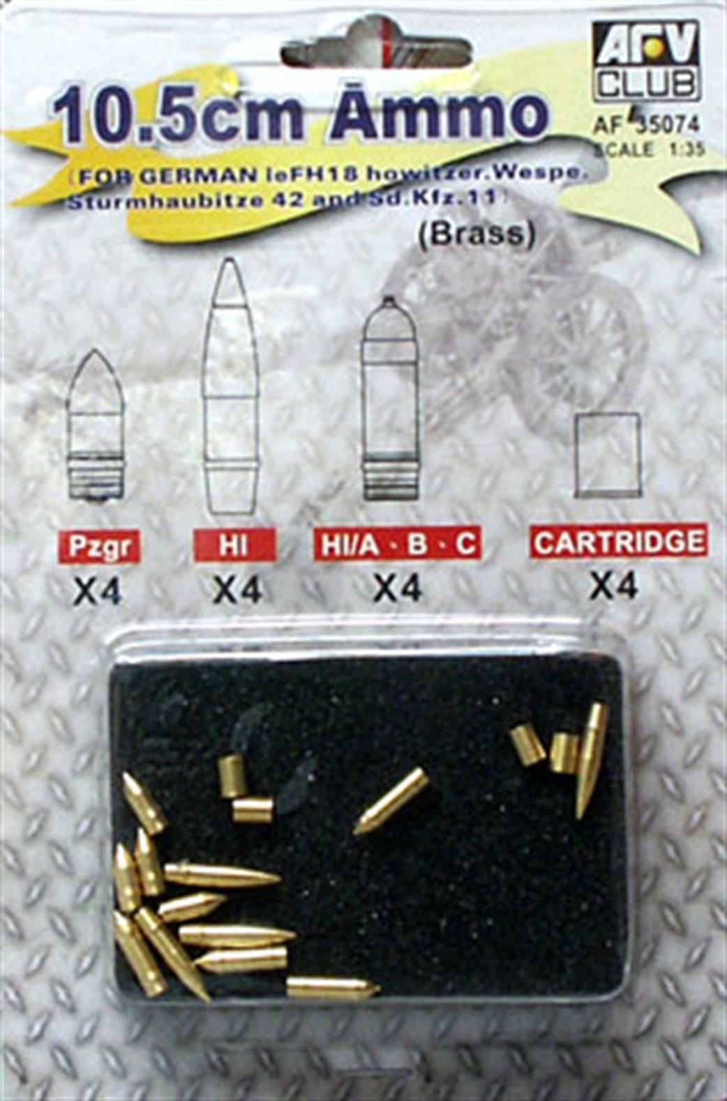 AFV Club 1/35 AF35074 German 10.5cm FH18M Ammunition Brass