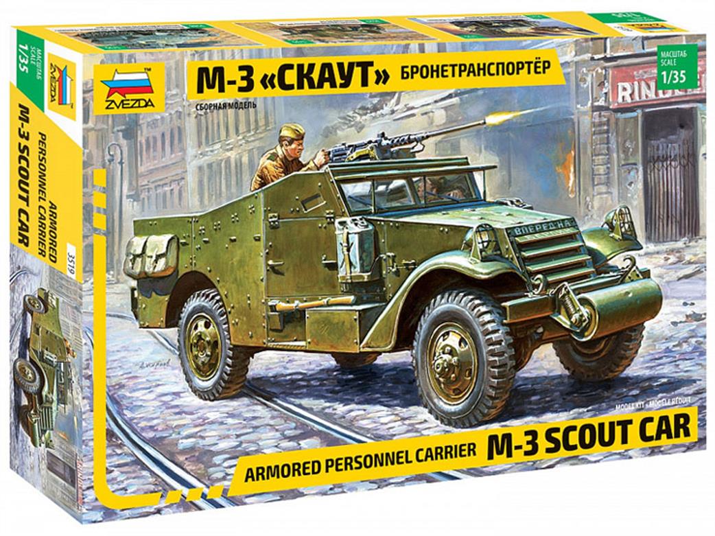 Zvezda 1/35 3519 US Army M-3 Armoured Personnel Carrier Scout Car Kit