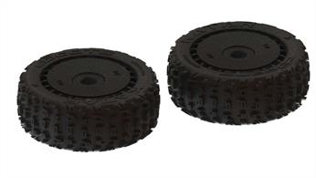 1 pair of mounted and pre glued buggy wheel and tyre combo suitable for 6s buggies.