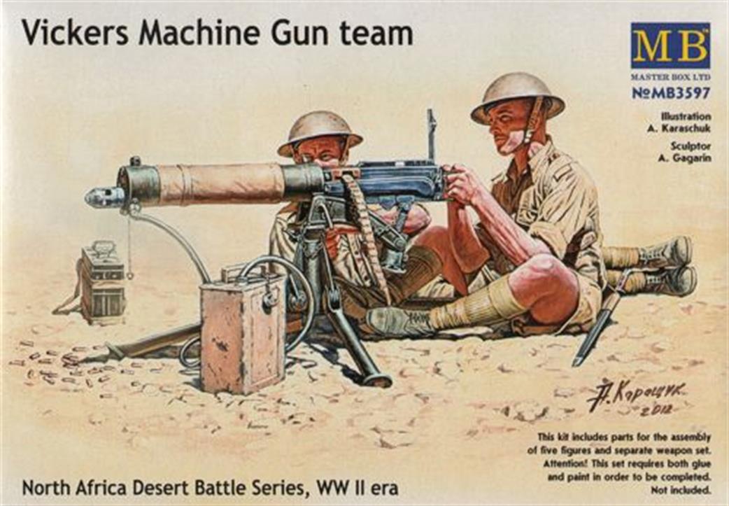 Master Box Ltd 1/35 MB3597 Vickers Machine Gun Team North Africa WW2 Kit