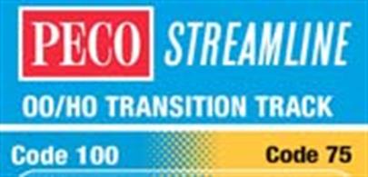Peco OO Code 100 to Code 75 Transition Tracks SL-113A simple track section allowing code 100 track to be joined to finescale code 75 tracks.