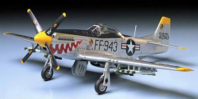 Tamiya 1/48 F-51D Mustang Korean War Fighter Aircraft Kit 61044After WWII it appeared that the North American P-51D's days in front line use were limited because of the advent of the jet age. The conflict in Korea brought the aircraft out of reserve and back into action but as the F-51D. Tamiya's rendition of the Mustang builds up into an impressive, highly detailed 1/48th scale replica with accurate interior and exterior detail. High quality water activated decals are included for three aircraftWingspan: 9-1/4" (23.6cm). Fuselage Length: 8" (20.5cm)Glue and paints are required 