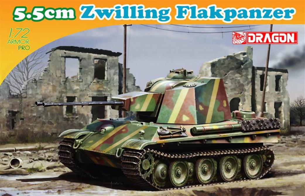 Dragon Models 1/72 7488 Zwilling Flakpanzer 5.5cm German WW2 Plastic Kit