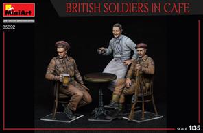 Kit contains models of three figures with equipment, cafe furniture and accessories.