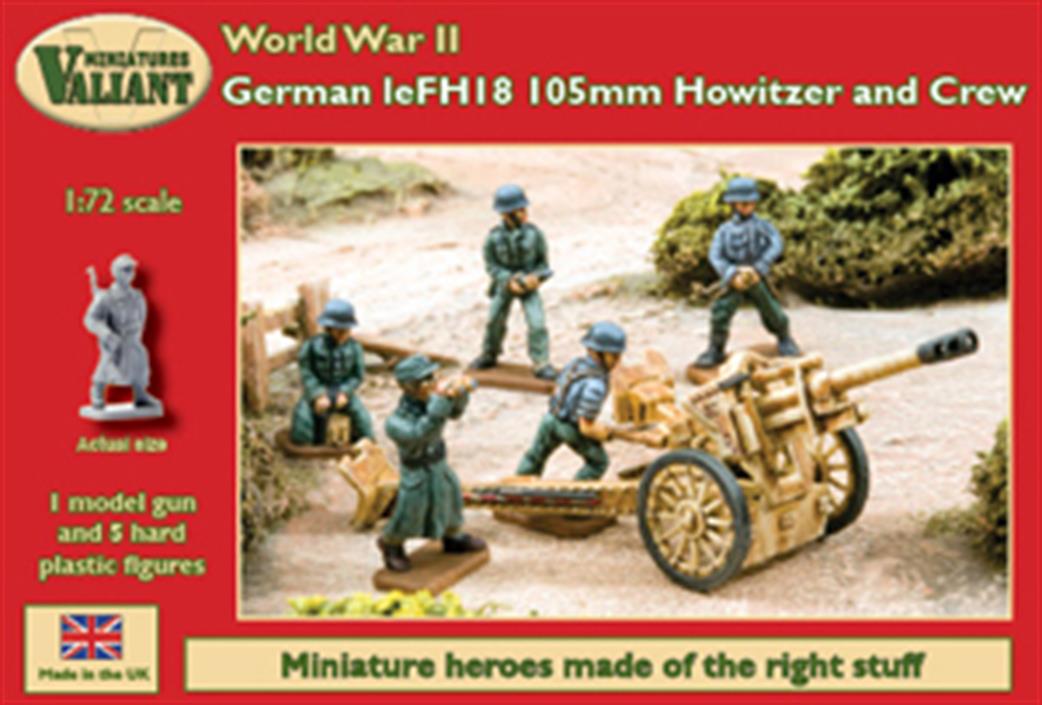 Valiant Miniatures 1/72 VM007 German WW2 LeFH18 105mm Howitzer And Crew