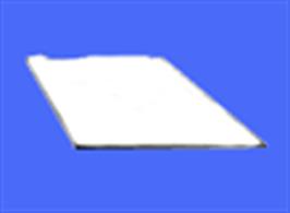 2.5mm (0.1in/100thou) thick white styrene plastic sheet. Pack of 2 sheets each 180mm x 305mm (7in x 12in).