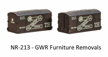 Pack of 2 GWR furniture removals containers.Furniture removal services were one of many offered by the railways of Britain. The transport of goods and materials by rail was common practice and to become more efficient the railway companies developed a method of containerisation using these types of container.