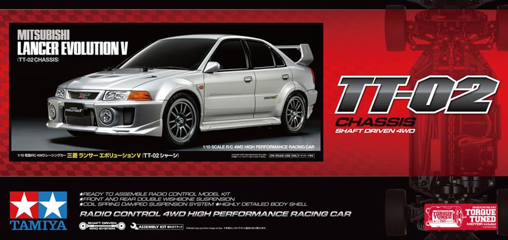 Tamiya 1/10 58713 Mitsubishi Lancer Evo V TT-02 R/C Car Kit