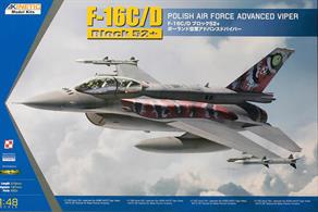  Kinetic Models K48076 1/48 Scale F-16C/D Block 52 Polish Air Force.Very detailed and comprehensive kit containing 450 parts including fine photo etched items. Decals and instructions included. Glue and paints are required