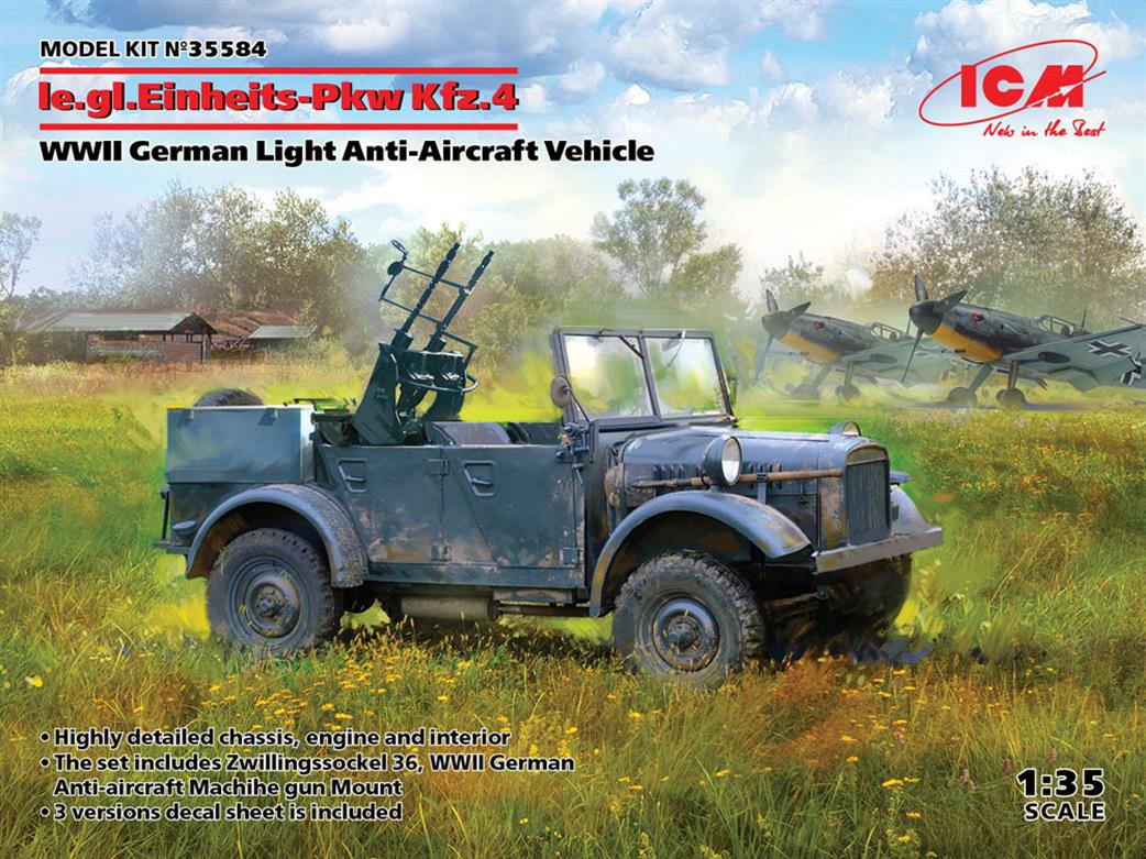 ICM 35584 German Le.gl. Einheitz Pkw Kfz.4 Light Anti Aircraft Vehicle Kit