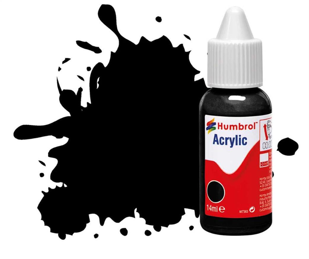 Humbrol DB0021 21 Gloss Black 14ml Acrylic Paint Dropper Bottle