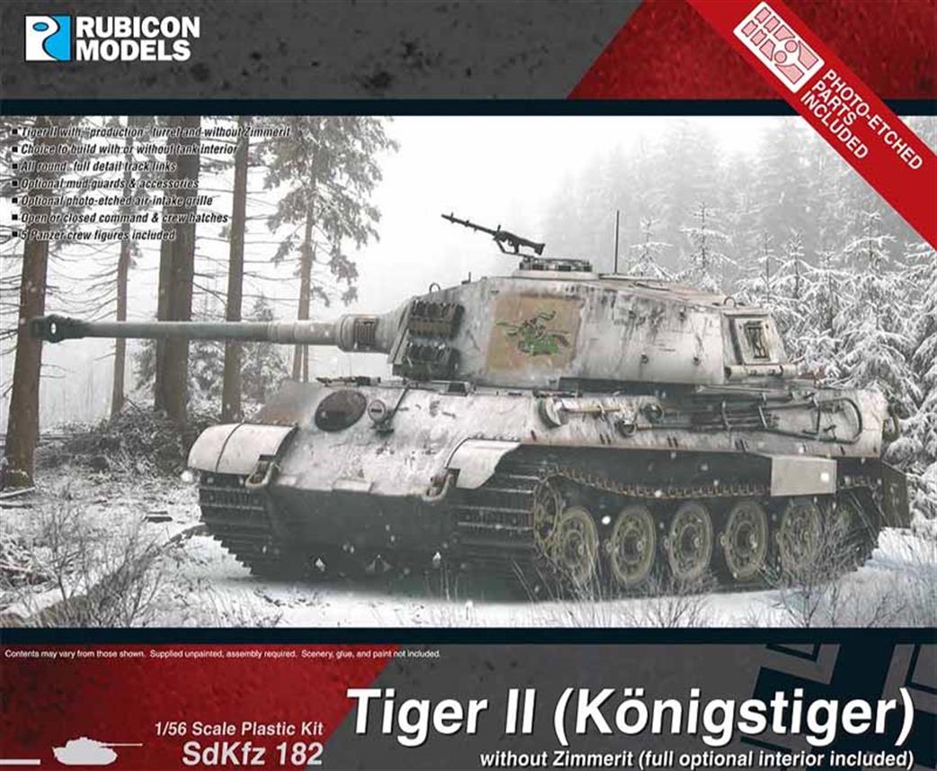 Rubicon Models 1/56 280099 Tiger II Konigstiger Production Turret Plastic Model Kit Optional Interior Included
