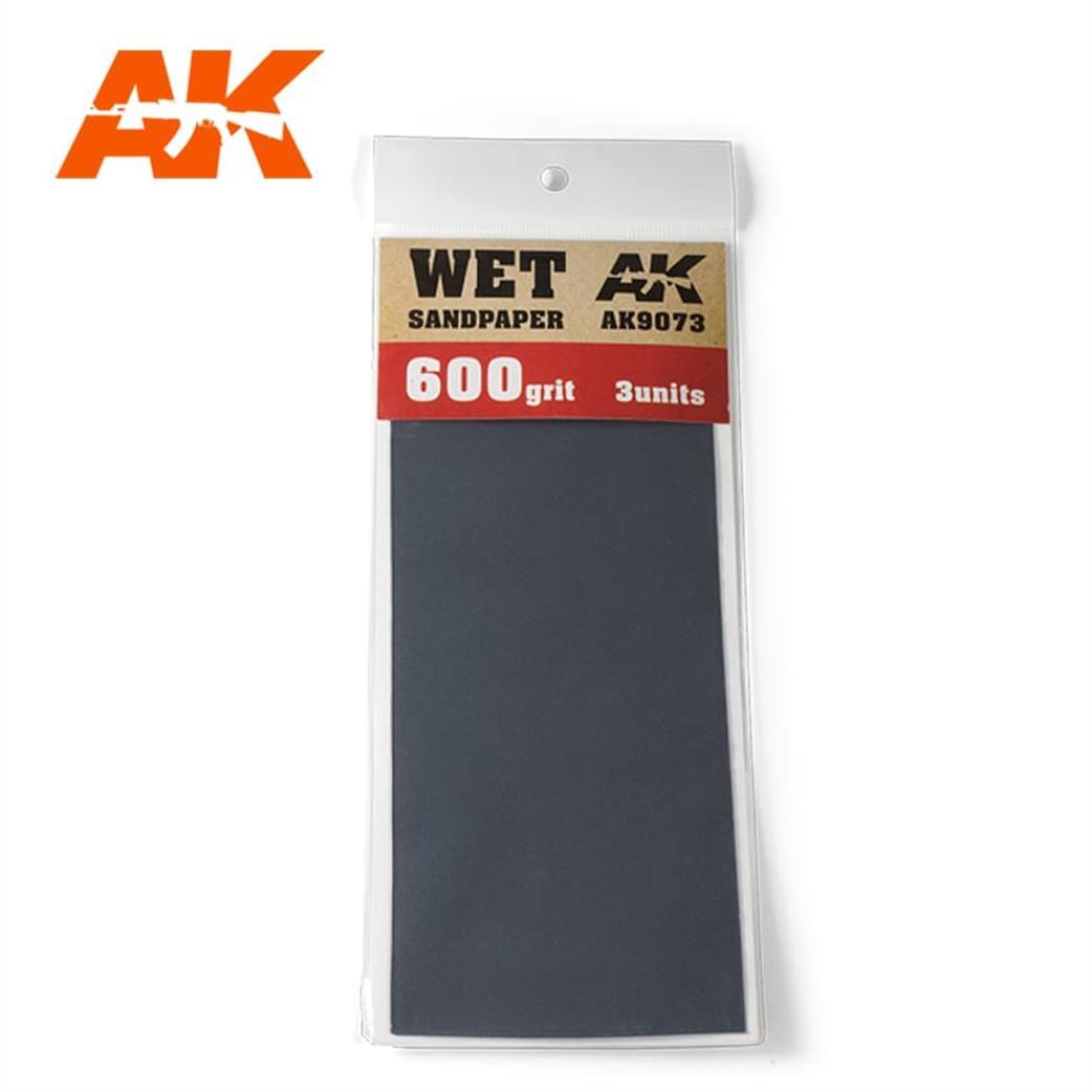 AK Interactive AK9073 Wet & Dry Paper 600 Grit Pack Of 3
