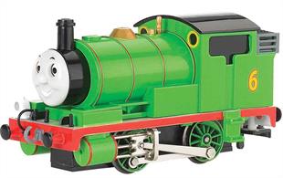 Percy is a green four-wheeled (0-4-0 Tank) steam engine with the number 6 painted on his coal bunker.  Percy first appeared in 1950 in the 5th book in Reverend Wilbert Awdry's The Railway Series, entitled 'Troublesome Engines,' and was given his own book, No.11, 'Percy the Small Engine.' He frequently works with Troublesome Trucks.
