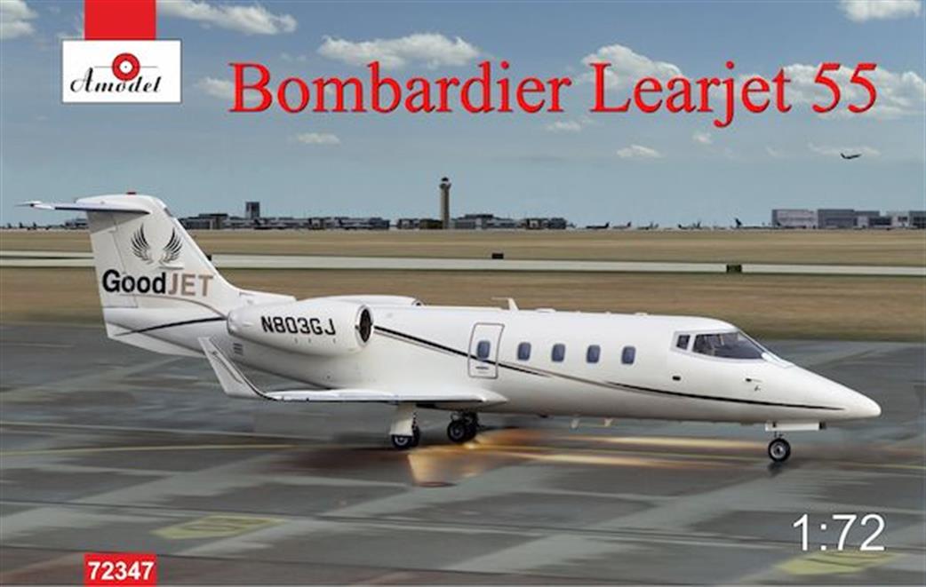 Amodel 1/72 72347 Bombardier Learjet 55 Civilian Aircraft Kit