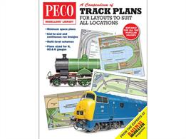 Peco Modellers Library PM-202 Compendium of Track Plans for Layouts to Suit All LocationsModellers love track plans, so this new book written by the experts at Railway Modeller, will provide plenty of inspiration and ideas.This 62 page perfect-bound book contains plans for all kinds of situations, including simple ovals and minimum-space plans to large continuous-runs and multi-level layouts. In total there are 50 plans, catering for N, OO and O scales. All plans are in full colour, with plenty of layout and prototype photos to inspire.