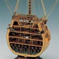 This cross section of the famous ship shows, in detail, how the ship was structured below decks, and how she functioned as a fighting vessel. Nothing is left to the imagination with this highly detailed model kit. All four decks of the vessel are represented, and even the stowage section at the base of the hull. Scale 1:98, Height: 715mm. Skill Level 2