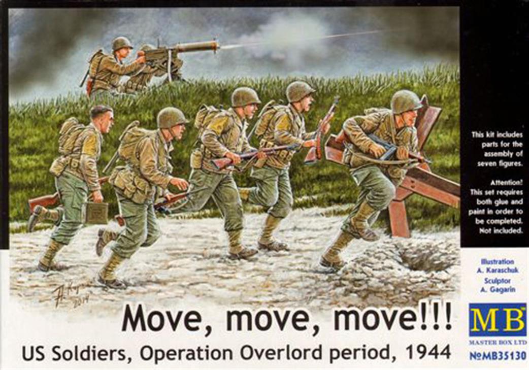 Master Box Ltd 1/35 MB35130 US Soldiers, Operation Overlord Move, Move, Move