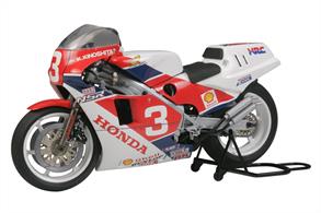 Tamiya 14099 1/12th Honda NSR 500 Motorbike KitTamiya 14099 is a 1/12th scale plastic kit of the NSR500 Grand Prix Racer with new decals to represent the bike used by Keiji Kinoshita in the 1986 All Japan Road Race Championship.