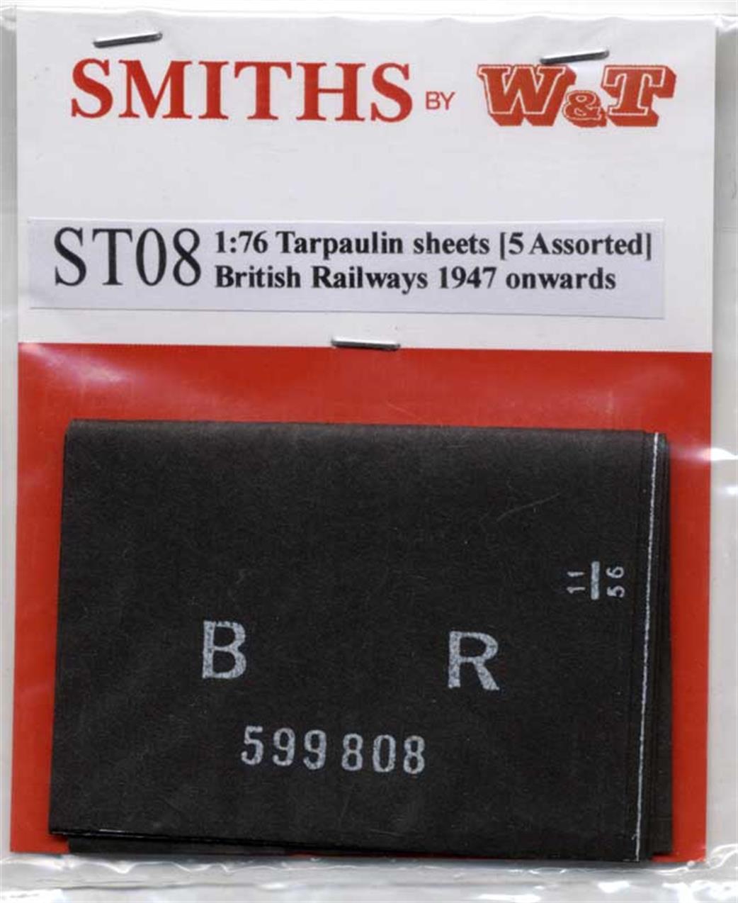 Smiths by W&T OO ST08 BR Wagon Tarpaulins Black Pack of 5