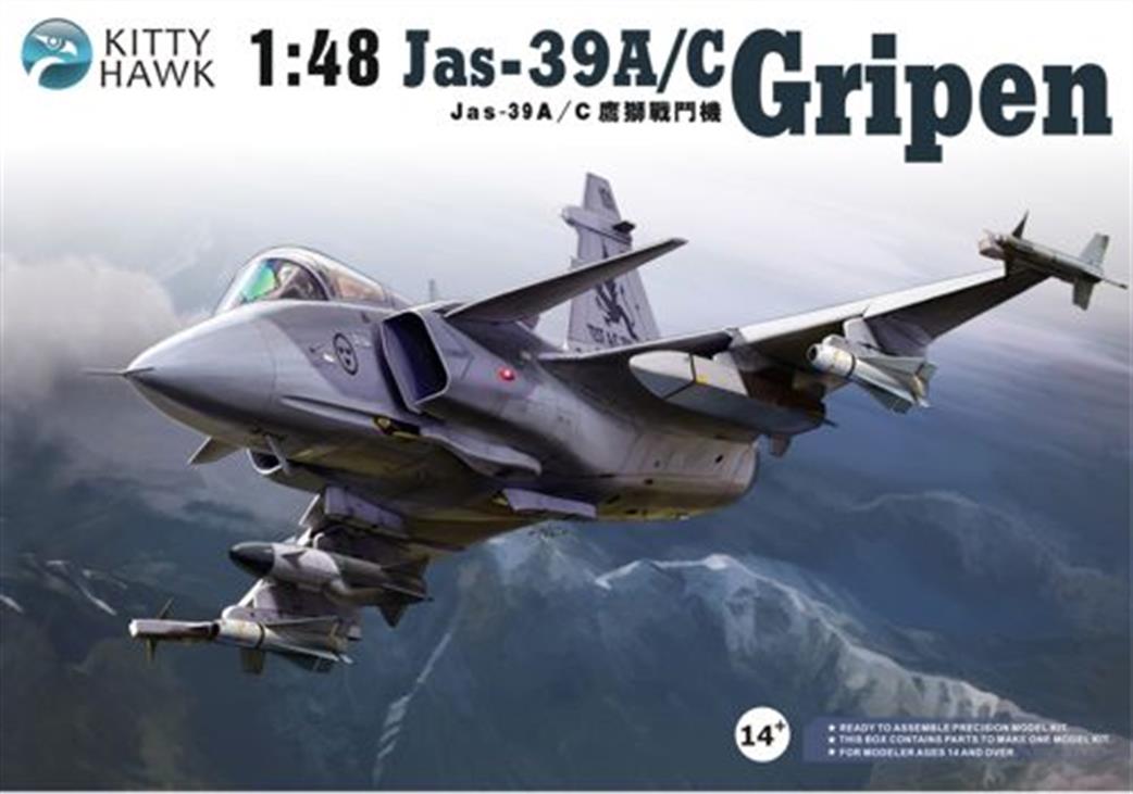 Kitty Hawk 1/48 KH80117 Saab Jas39 Gripen Modern Swedish Jet Plastic Kit