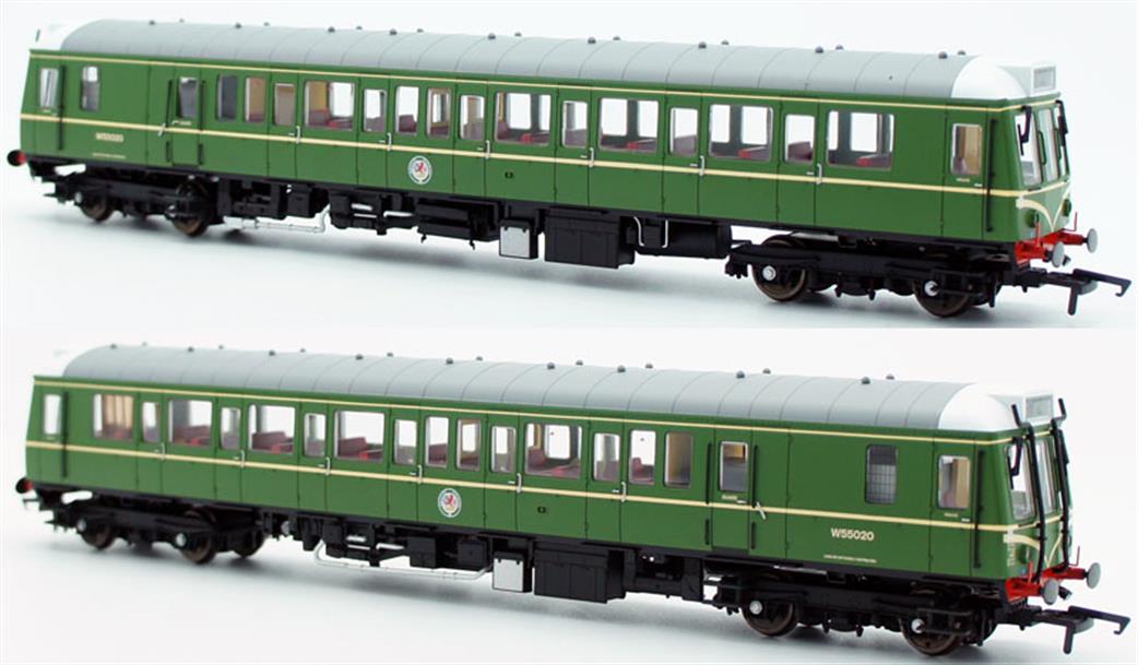Dapol 4D-009-001 BR W55020 Class 121 Pressed Steel Single Car DMU Green with Speed Whiskers OO
