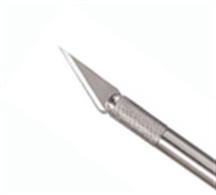 The Expo No.1 knife handle is 8mm in diameter to hold small knife blades. Supplied with a T11 straight edged blade.