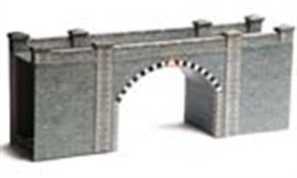 Pre-cut, pre-printed card kits to construct a model of a stone-built&nbsp;bridge or two tunnel portal.The kit includes material suitable for creating side or wing walls, plus a cobbled road surface, pavement flagstones and parapet capping stones. Two bridge sides are supplied, allowing a complete bridge to be built, or these can be used for two&nbsp;tunnel portals.