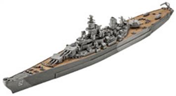 Discover the model kit of the USS New Jersey, an outstanding piece of maritime history in the impressive scale of 1:1200. With 45 parts, this model offers a fascinating challenge for advanced model builders. The dimensions of the finished model are impressive: a length of 225 mm, a width of 30 mm and a height of 30 mm. This kit, recommended for ages 12 and up, is a perfect combination of historical significance and detailed replica.