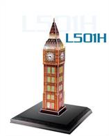 An illuminated model of the Big Ben clock tower, the major landmark of the Palace of Westminster and Houses of Parliament.Kits come complete with light-emitting lamp base. Requires 3 AA battereies (not included). Can switch between single LED and multi-coloured LED.Finished model meaures 90 x 90 x 385mm. 28 pieces.